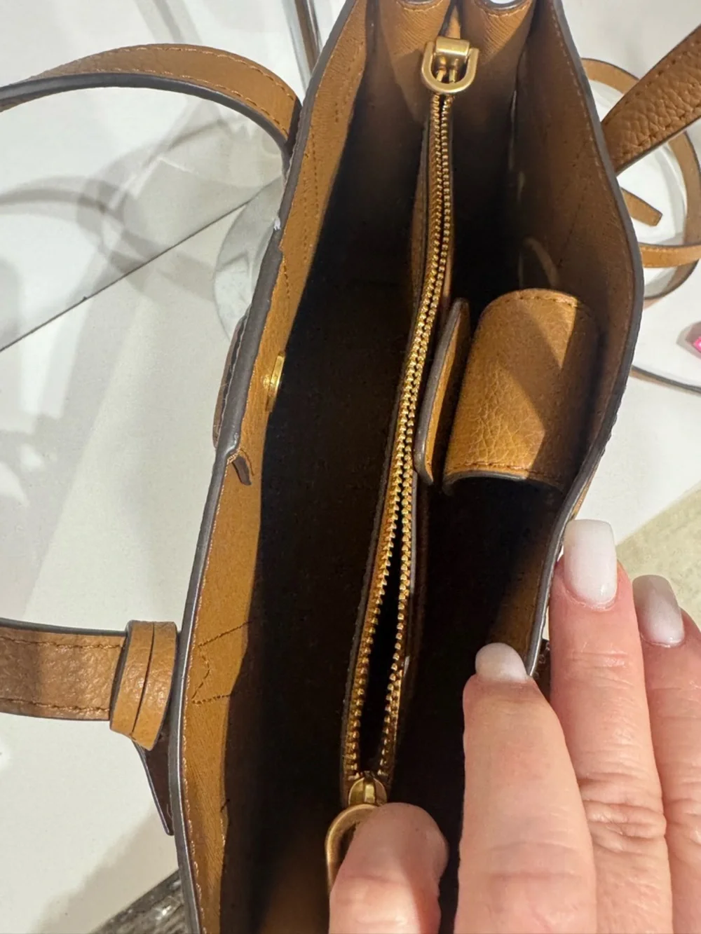 Tory Burch Cognac Pebbled Leather Satchel - Picture 4 of 5